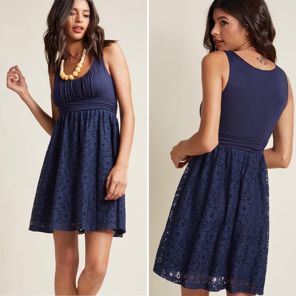 Modcloth Artisan Iced Tea Lace Dress in Blueberry